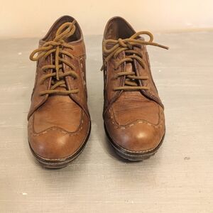 Vintage Naturalizer Wedge leather shoes Marron Retro Preppyb Regency SZ 8 M